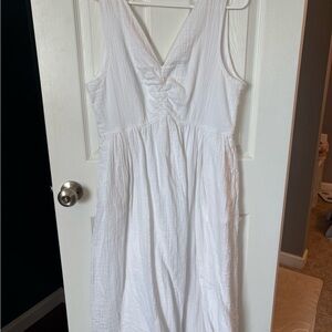 White Midi Sundress with V-Neck